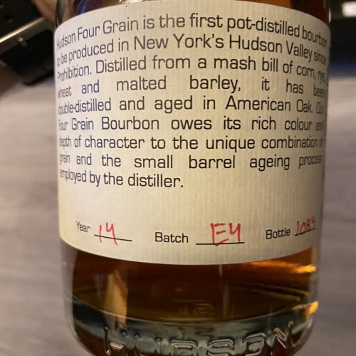 Hudson Four Grain Bourbon Back label - Fadandel.dk