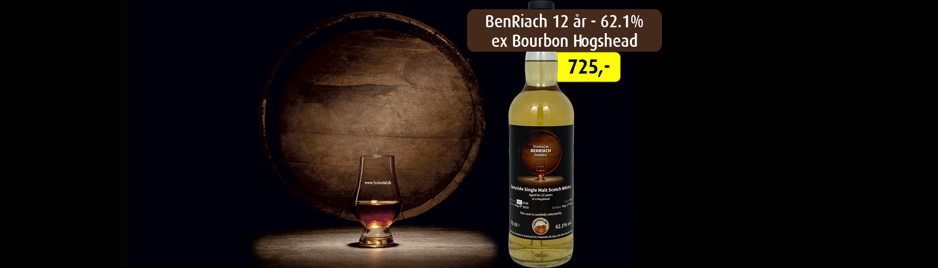 BenRiach 12Y Ex Bourbon Hogshead 62.1% - Fadandel.dk