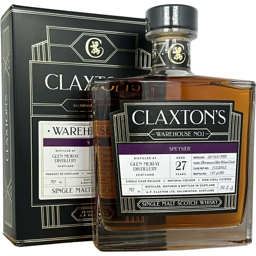Glen Moray 27 år (Bordeaux Wine Cask) 51.2% - Claxton's WH No 1 (bottle) at Fadandel.dk