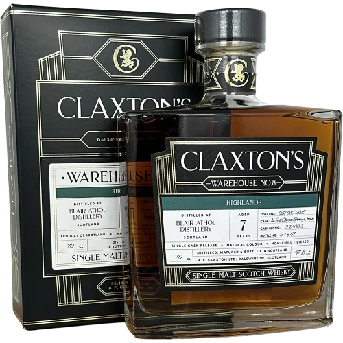 Blair Athol 7 år (First Fill Olosoro Octave) 57.8% Claxton's WH No 8 bottle and box - Fadandel.dk