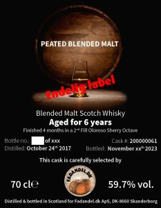 Peated Blended Malt 2017 2nd Fill Oloroso Sherry Octave 6Y hjemtagelse - Fadandel.dk